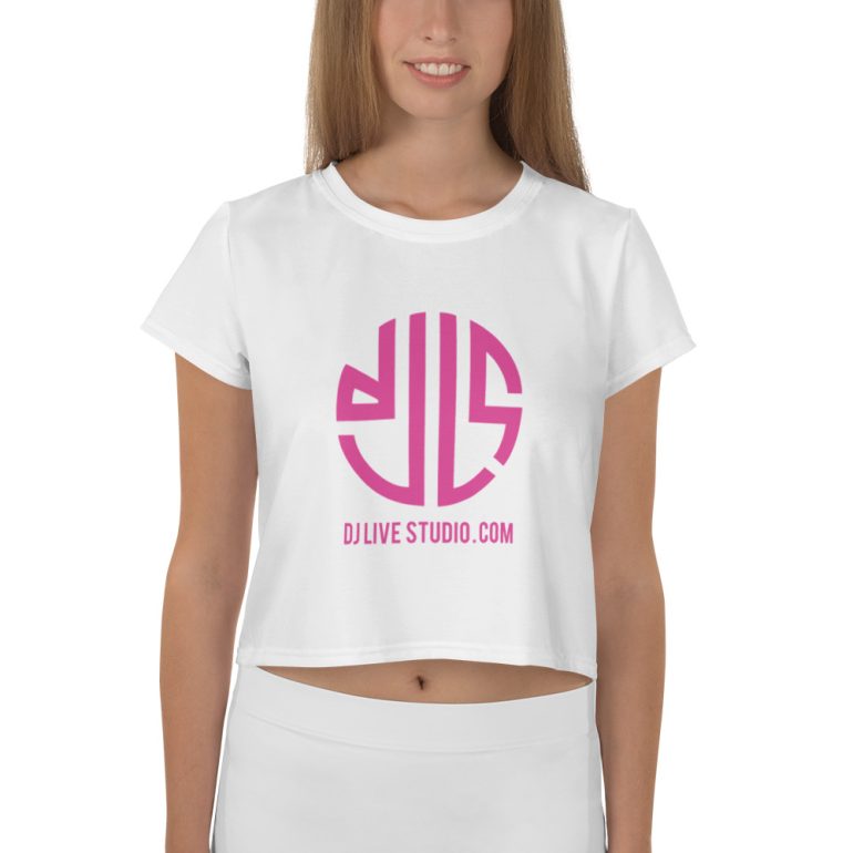 DJLS Pink Logo All-Over Print Crop Tee