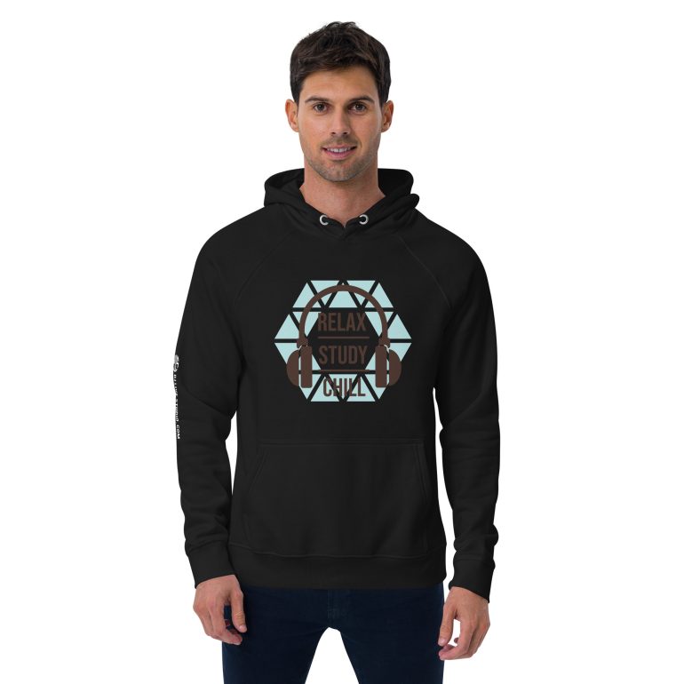 Relax Chill Study DJ Live Studio Unisex eco raglan hoodie