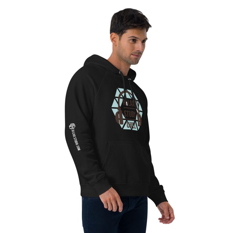 Relax Chill Study DJ Live Studio Unisex eco raglan hoodie - Image 5