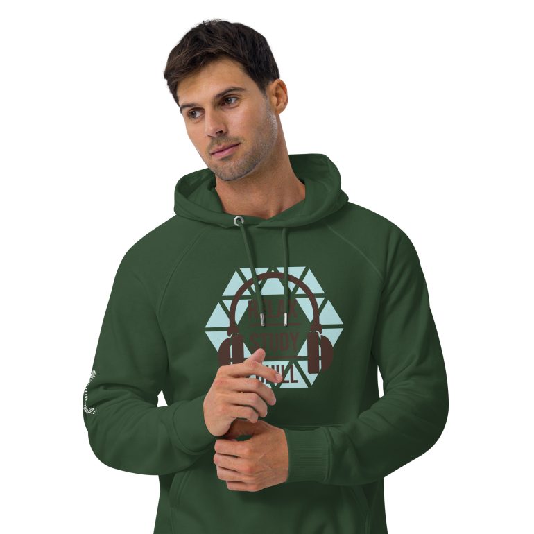 Relax Chill Study DJ Live Studio Unisex eco raglan hoodie - Image 18