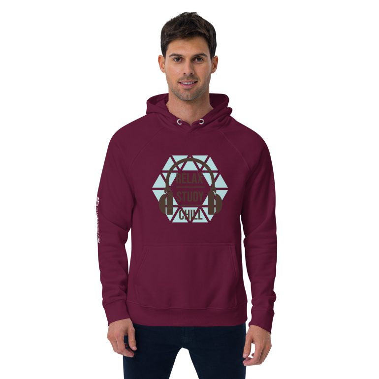 Relax Chill Study DJ Live Studio Unisex eco raglan hoodie - Image 6