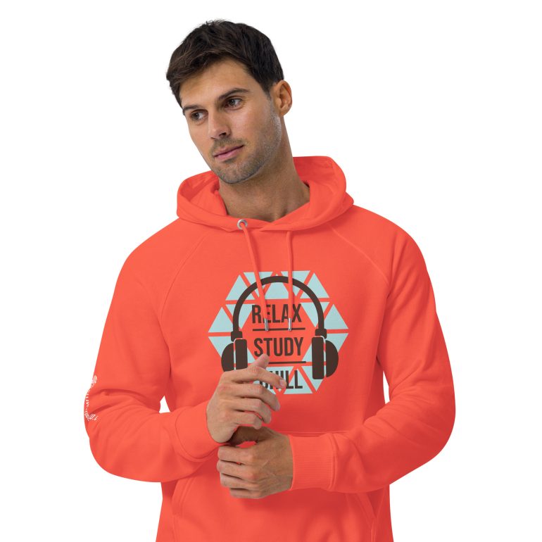 Relax Chill Study DJ Live Studio Unisex eco raglan hoodie - Image 23