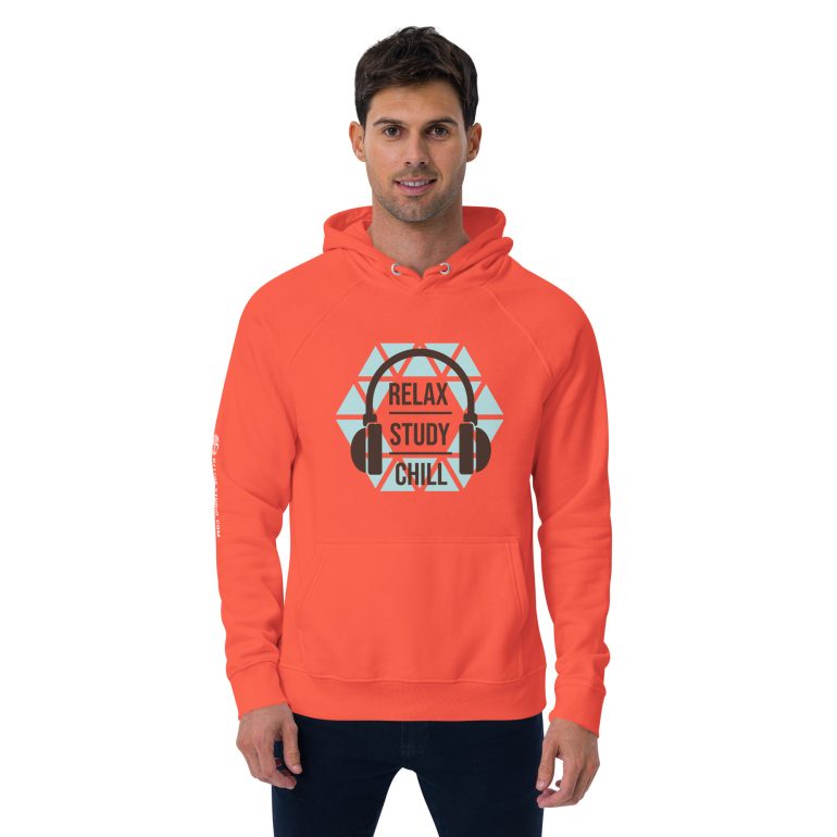 Relax Chill Study DJ Live Studio Unisex eco raglan hoodie - Image 21