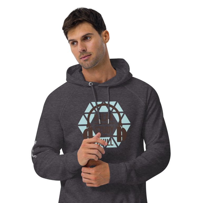 Relax Chill Study DJ Live Studio Unisex eco raglan hoodie - Image 13