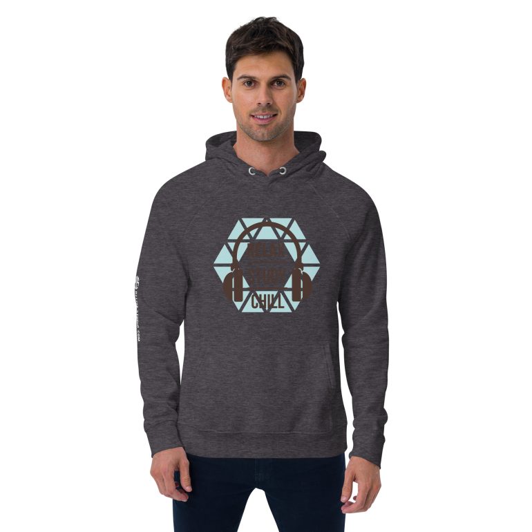 Relax Chill Study DJ Live Studio Unisex eco raglan hoodie - Image 11